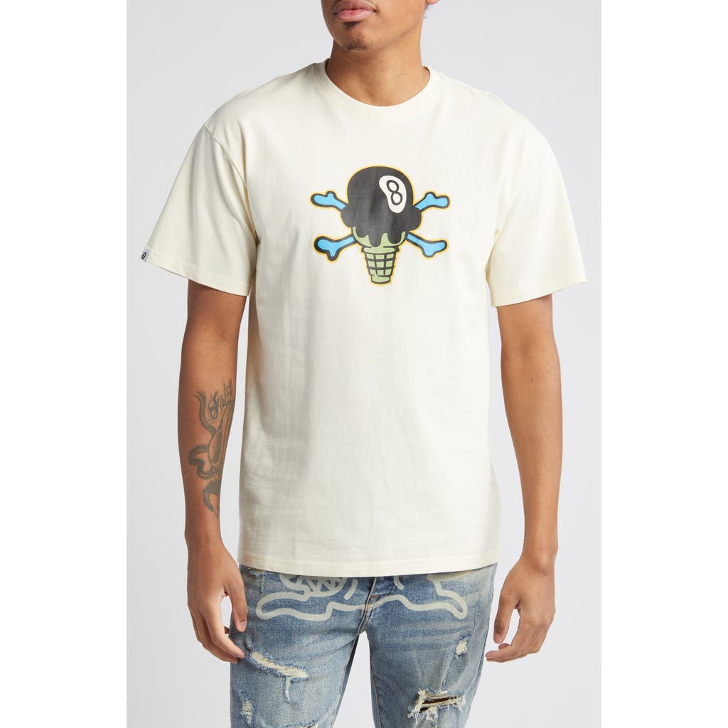 ICECREAM Eight-Ball Cotton Graphic T-Shirt in Antique White 