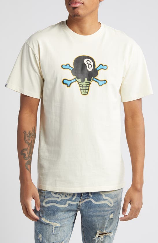 Shop Icecream Eight-ball Cotton Graphic T-shirt In Antique White