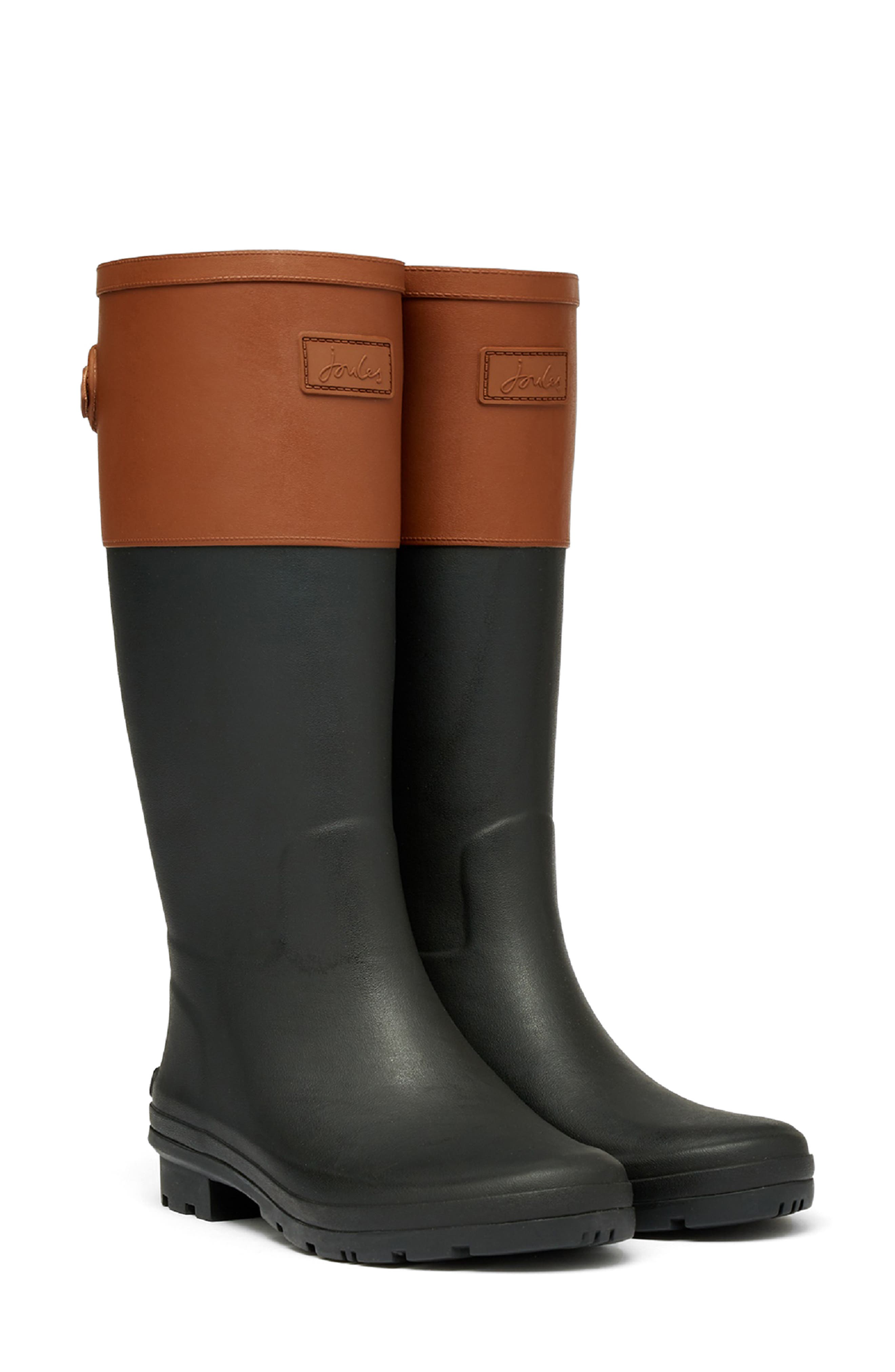 black and tan rain boots