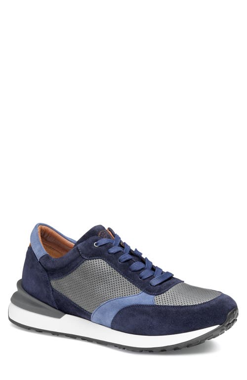 Briggs Perfed Lace-Up Sneaker in Navy/Gray/Blue Italian Suede