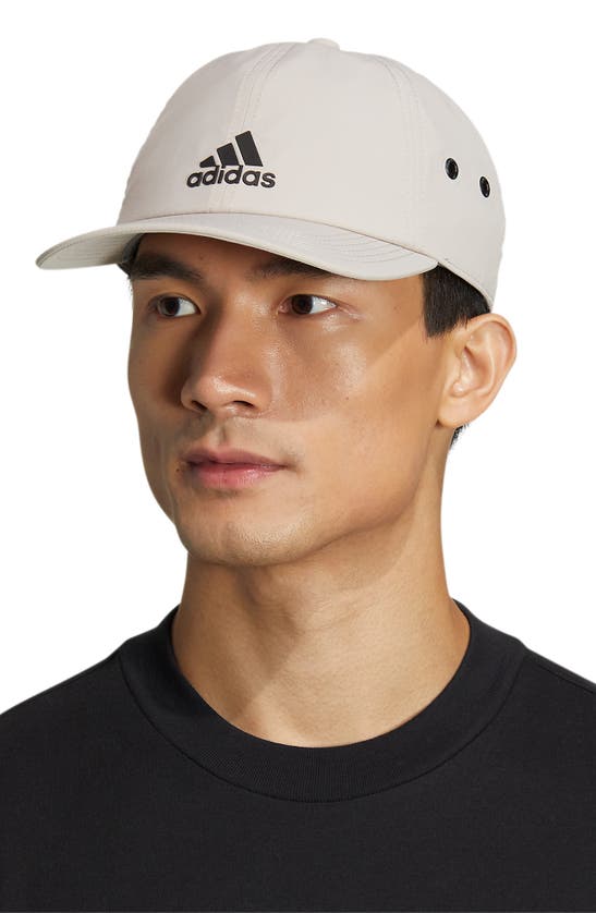 Shop Adidas Originals Relaxed Tripe Stripe Snapback Cap In Wonder Beige/ Black