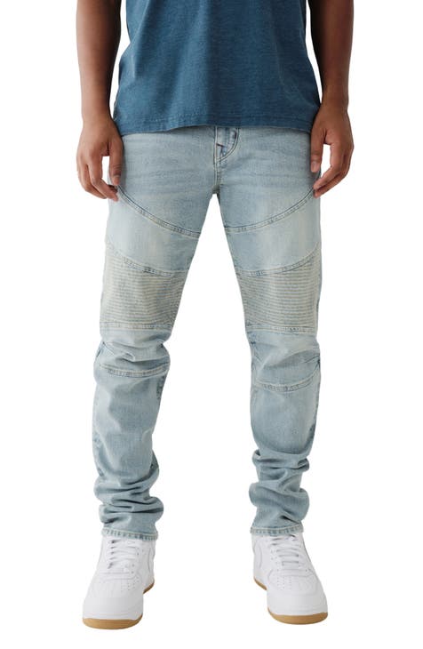 Rocco Moto Skinny Jeans (Light Showers) (Regular & Big)