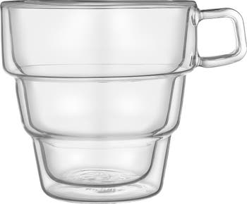 JoyJolt Set of (2) 10-oz Pila Double-Walled Coffee Glass ,Clear