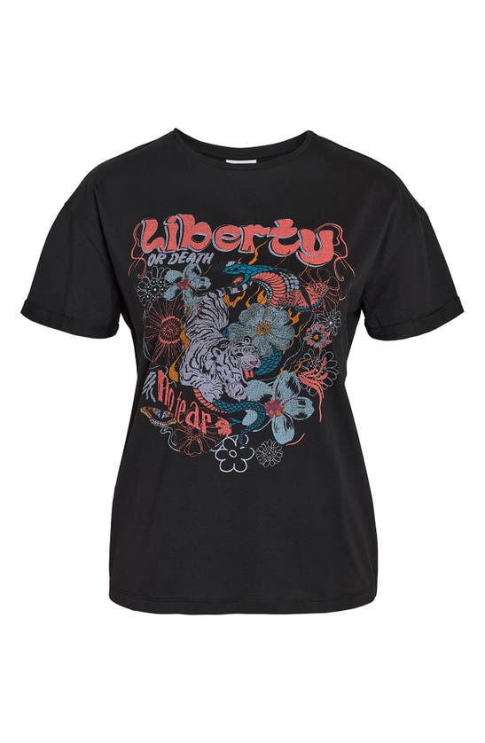 Shop Noisy May Brandy Cotton Graphic T-shirt In Black Printliberty