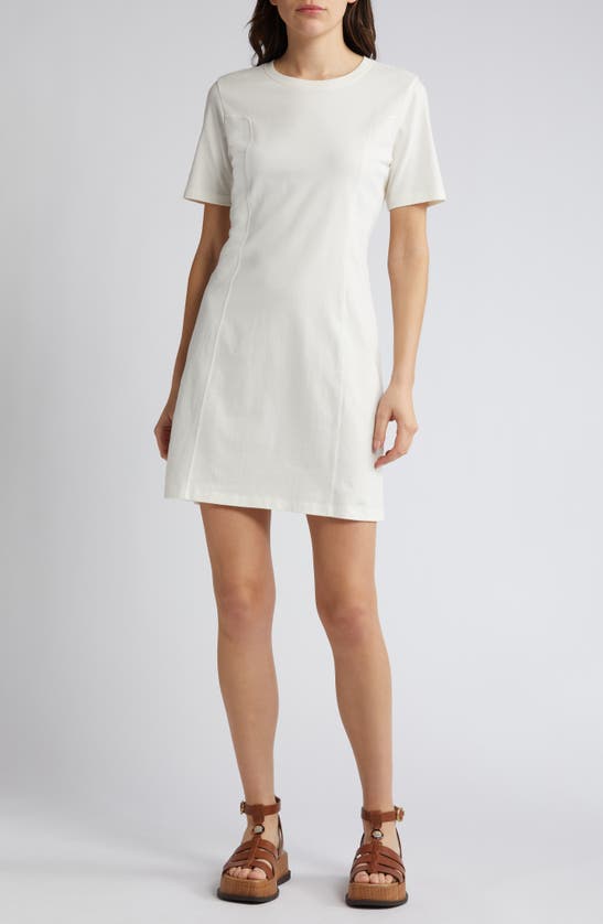 Shop Treasure & Bond Seamed Organic Cotton T-shirt Dress In Ivory Egret