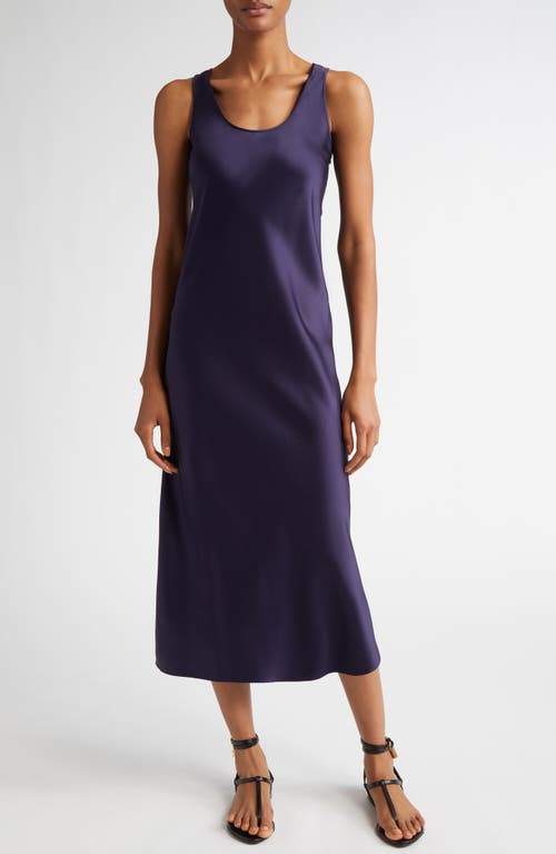 Michael Kors Collection U-neck Sleeveless Satin Midi Dress In Maritime