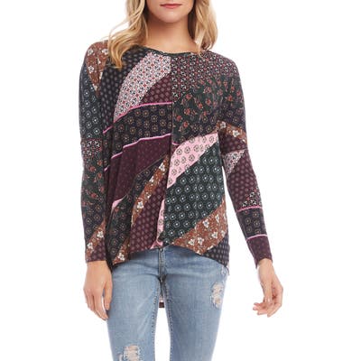 Karen Kane Asymmetrical Patchwork Top, Purple