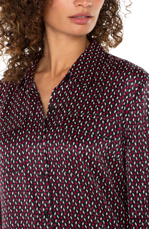 Shop Liverpool Satin Button-up Shirt In Star Ruby Dot