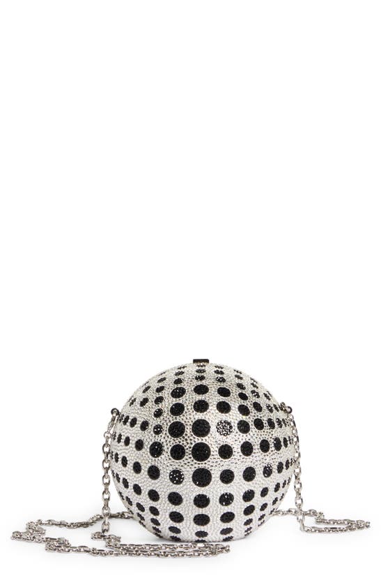 Judith Leiber Crystal Embellished Sphere Clutch in Silver Rhine