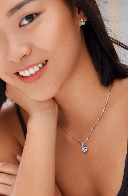 Delmar Heart-cut Aquamarine & Diamond Necklace & Stud Earrings Set In Blue