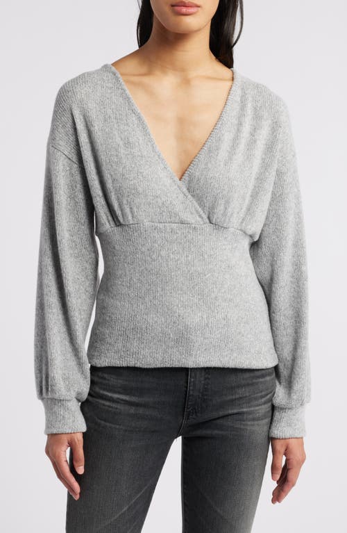 Shop Loveappella Empire Tie Back Rib Top In Heather Gray