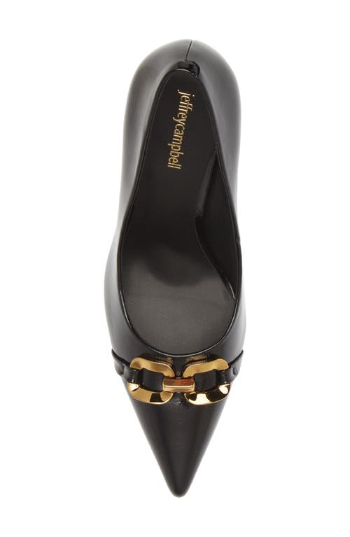 Shop Jeffrey Campbell Authority Pointed Toe Pump In Black Crinkle Patent/gold