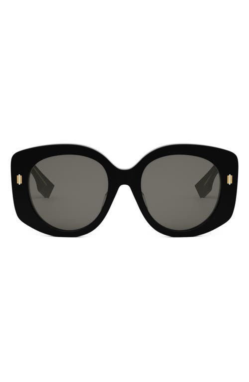 'Fendi Roma 62mm Overize Round Sunglasses in Shiny Black /Smoke at Nordstrom