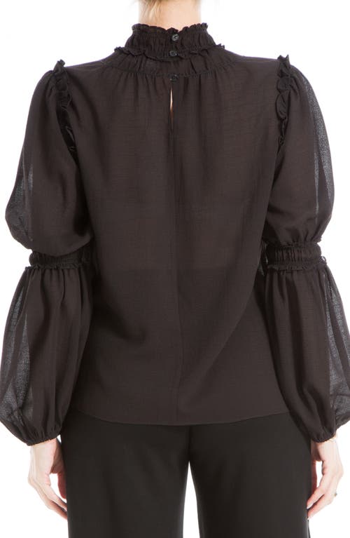 Max Studio Mock Neck Long Sleeve Top In Black