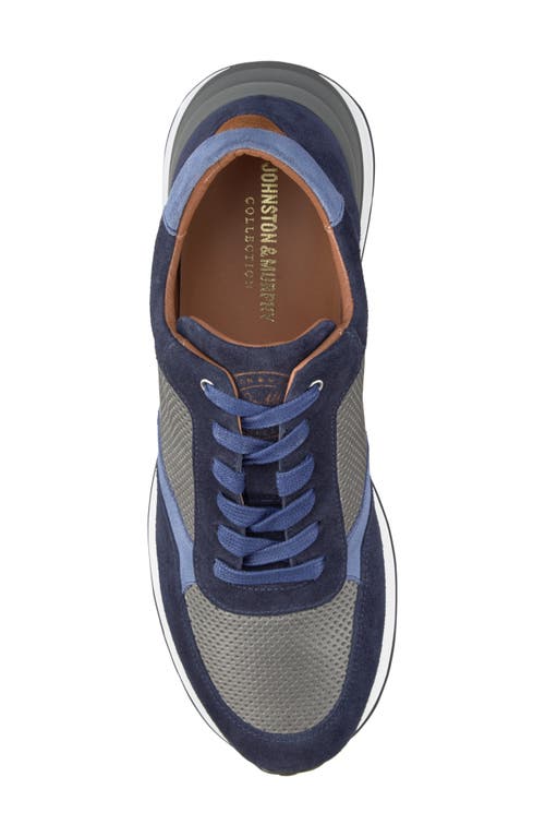 Shop Johnston & Murphy Collection Briggs Perfed Lace-up Sneaker In Navy/gray/blue Italian Suede