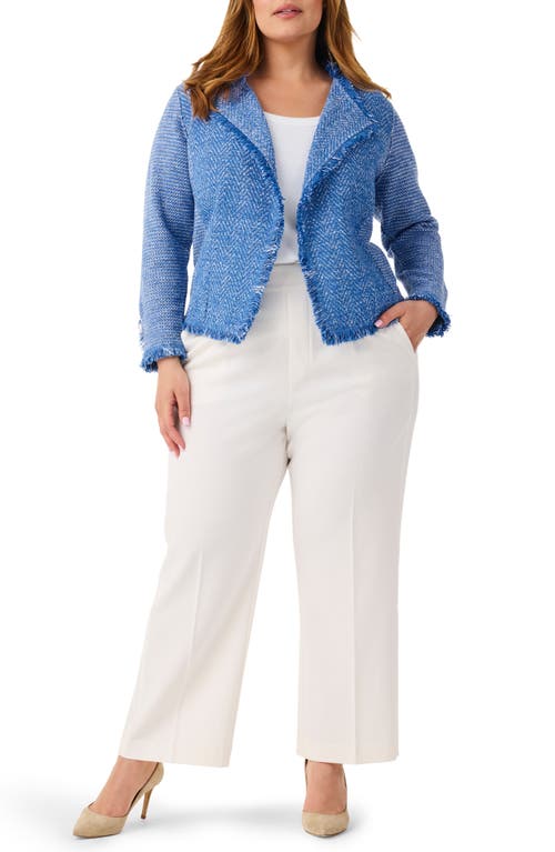 Nic + Zoe Nic+zoe Plus Fringe Mix Knit Jacket In True Blue