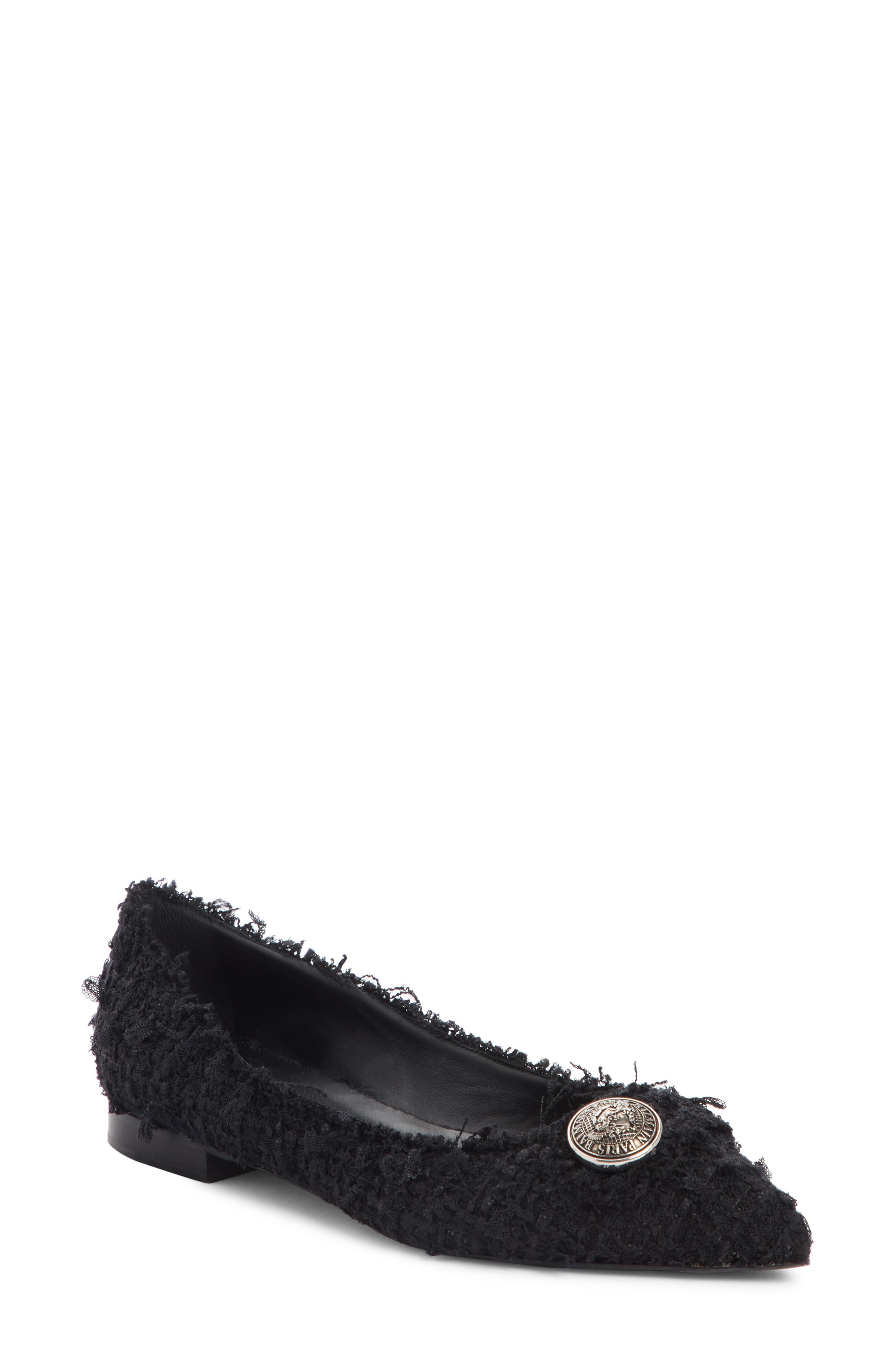 Balmain Jolie Pointy Toe Flat, Black