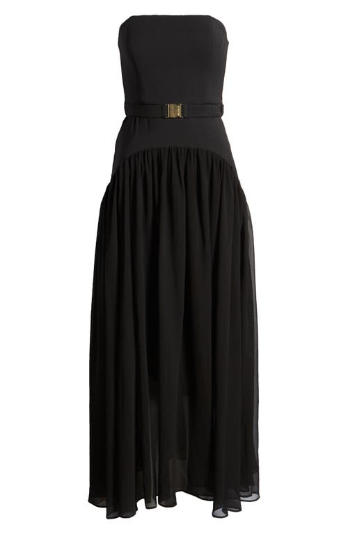 Shop Hutch Belted Strapless Drop Waist Dress In Black