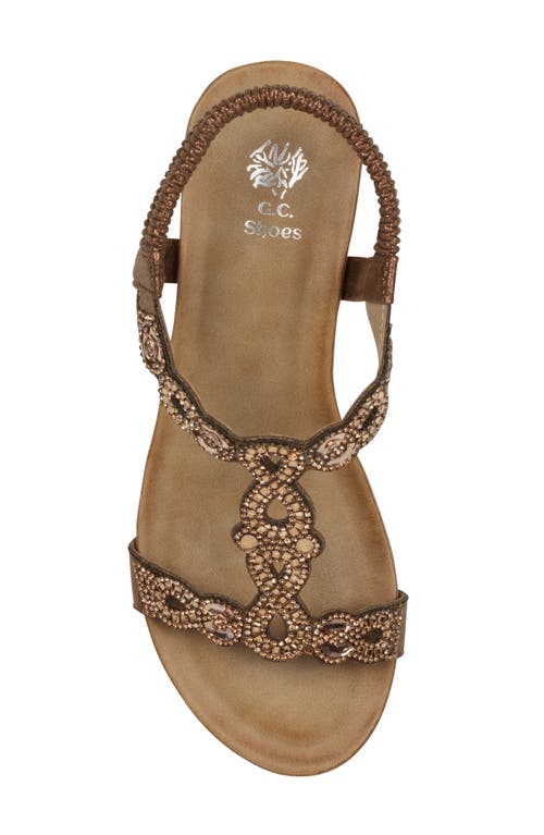 Good Choice New York Damaris Embellished Ankle Strap Wedge Sandal In Bronze