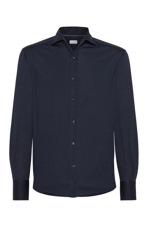 Shop Brunello Cucinelli Lightweight Jersey Shirt In Blue