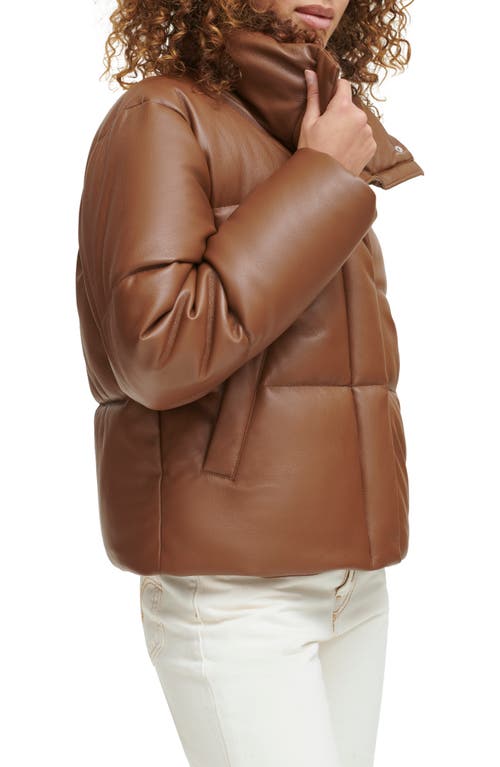 Shop Levi's Water Resistant Faux Leather Puffer Jacket In Caramel