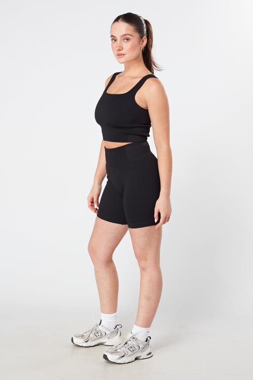 Twill Active Recycled Seamless Rib Crop Top In Black
