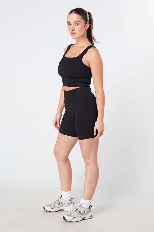 Shop Twill Active Recycled Seamless Rib Crop Top In Black