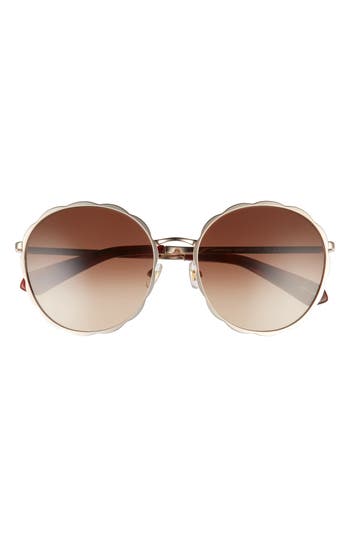 Kate Spade New York Cannes 57mm Gradient Round Sunglasses In Gold/brown Sf