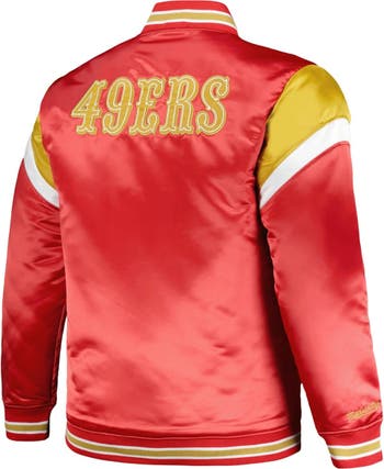 Men's Mitchell & Ness Scarlet San Francisco 49ers Big Tall Satin Full-Snap Jacket