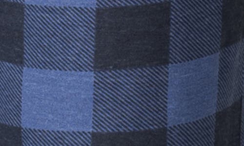 Sleephero Long Sleeve Pajama T-shirt & Buffalo Check Fleece Pajama Pants Set In Sailor Navy Buffalo Check