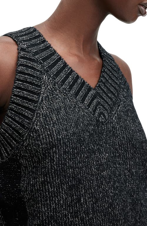 Shop Allsaints Sabrina Metallic Merino Wool Blend Sweater Tank In Black