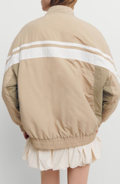 MANGO MANGO STRIPE PADDED OVERSIZE BOMBER JACKET