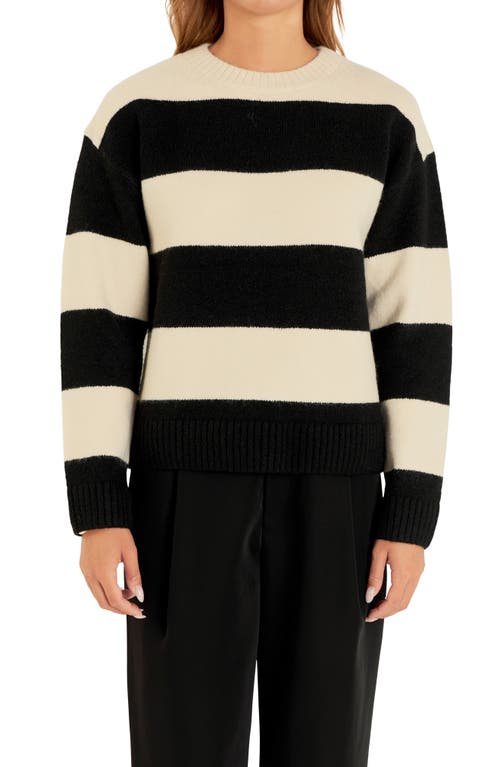 Shop English Factory Bold Stripe Crewneck Sweater In Cream/black