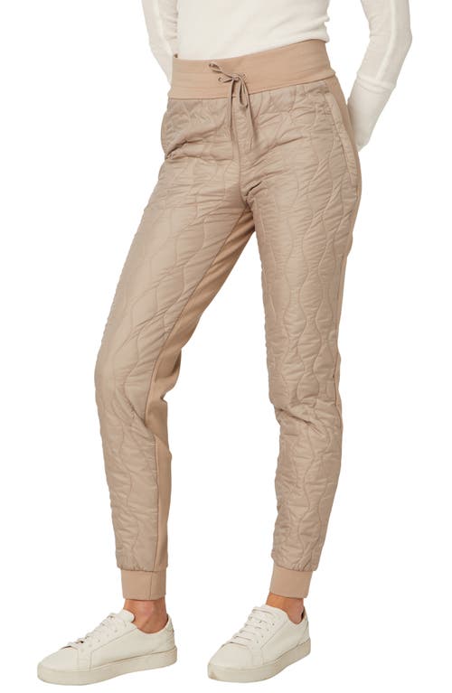 Alp N Rock Finley Mixed Media Water Resistant Quilted Joggers in Stone 