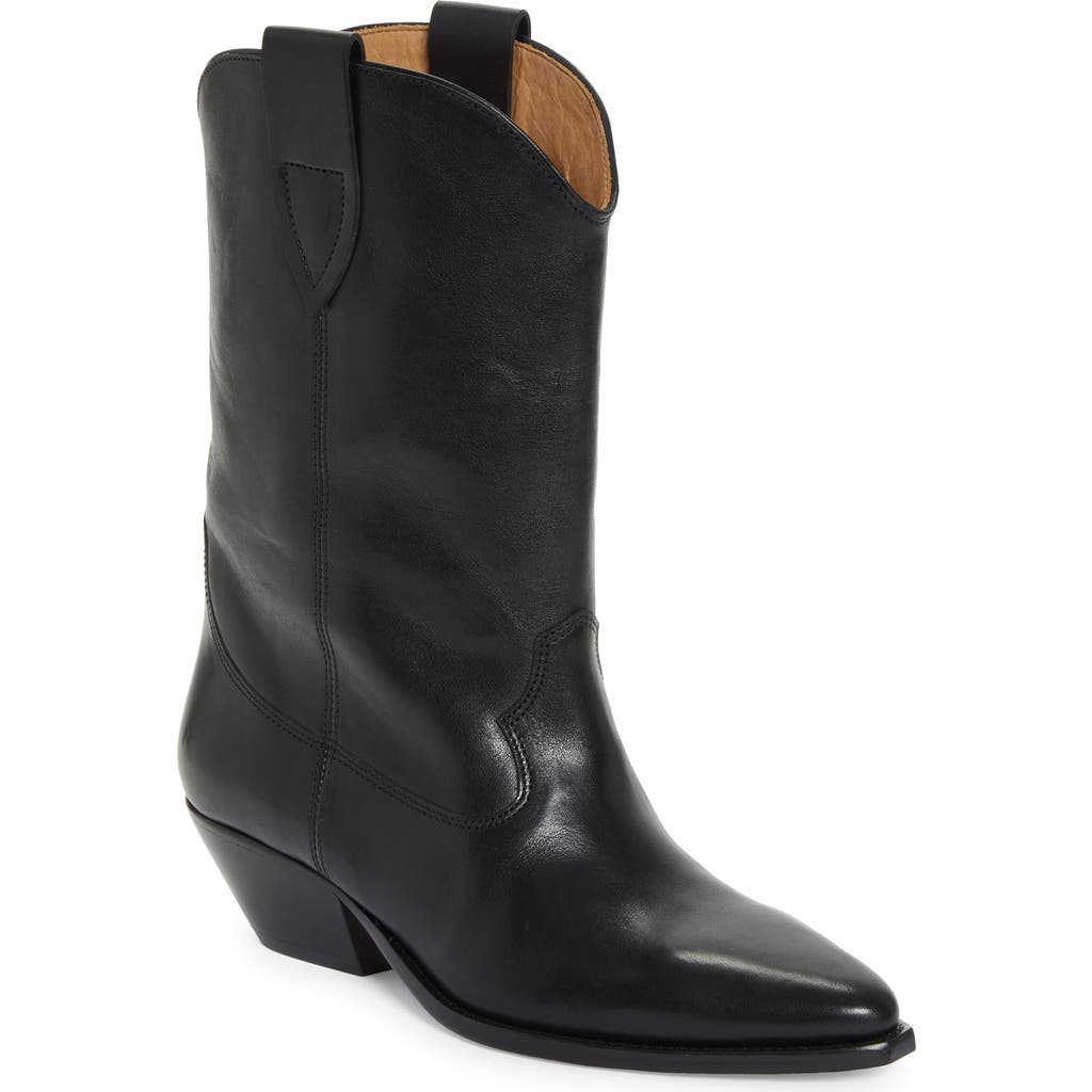 Isabel Marant Duerto Gz Pointed Toe Mid-calf Leather Boots In Black