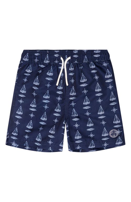 Brooks Brothers Kids' Print Swim Trunks Navy at Nordstrom,