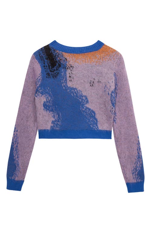 Shop Truce Kids' Abstract Jacquard Crewneck Sweater In Blue Multi