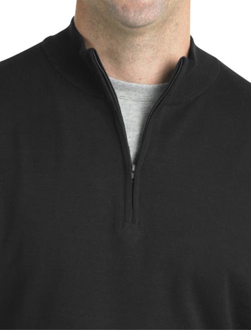 Harbor Bay By Dxl Quarter-zip Pullover Sweater In Black