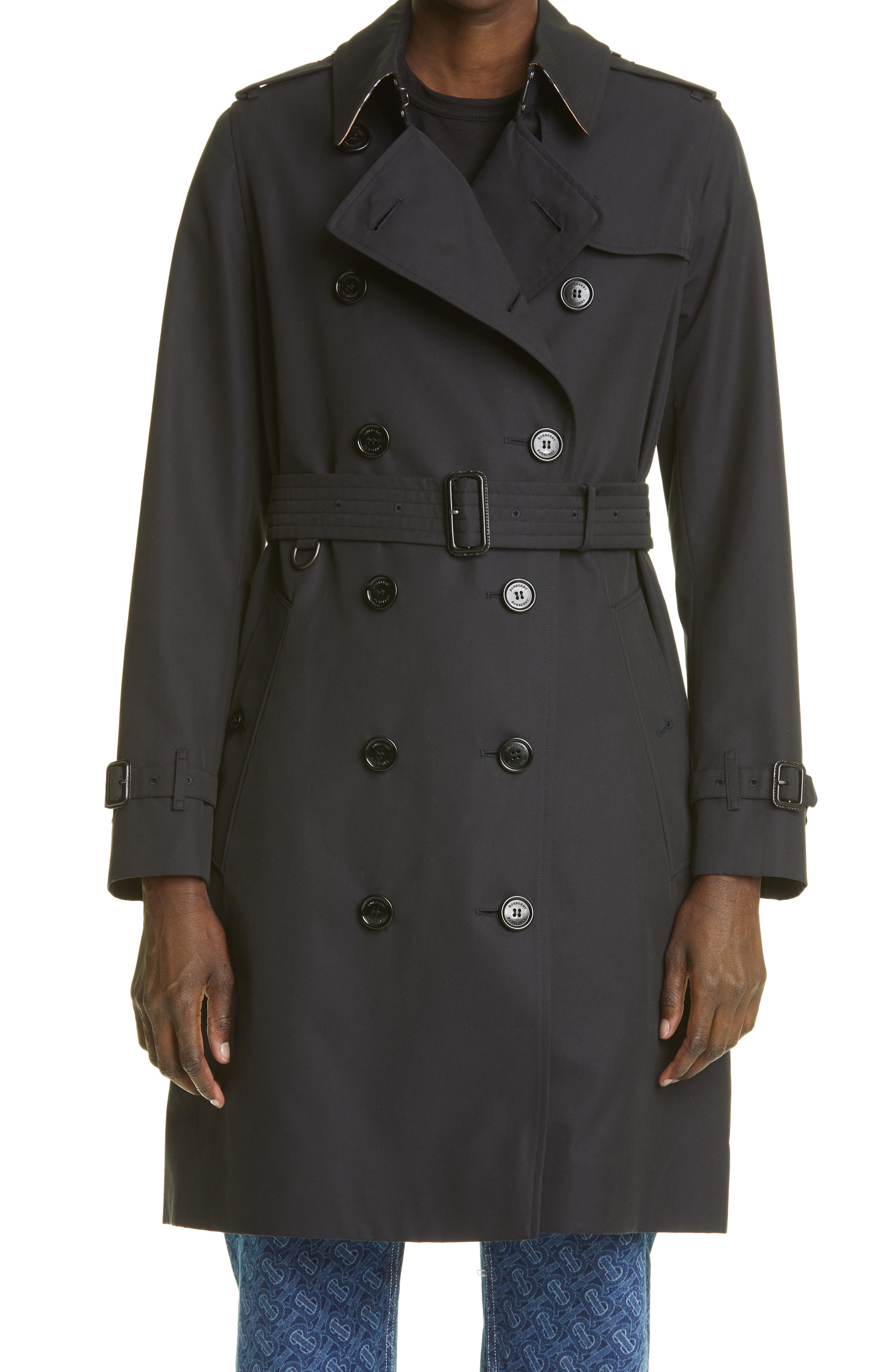 Burberry Cotton The Mid-length Kensington Trench Coat in Midnight for Men Mens Clothing Coats Raincoats and trench coats Black 