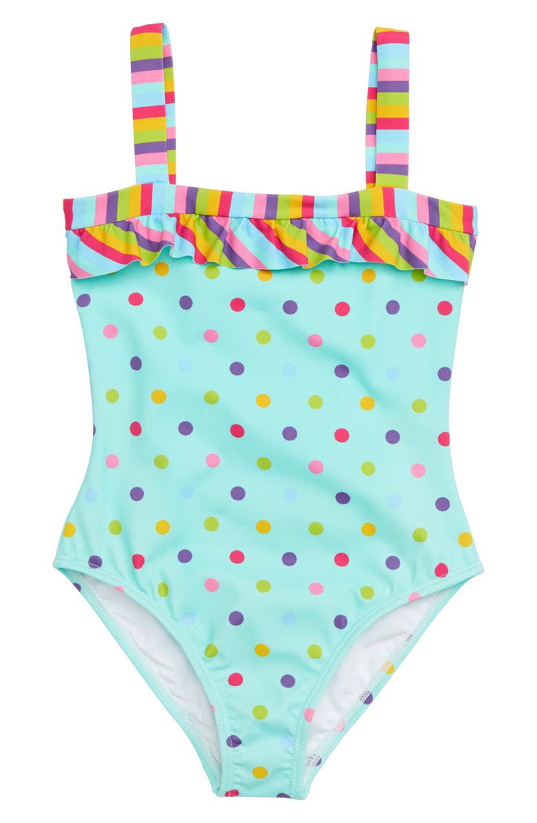 OndadeMar Dot & Stripe Ruffle One-Piece Swimsuit (Little Girls & Big ...