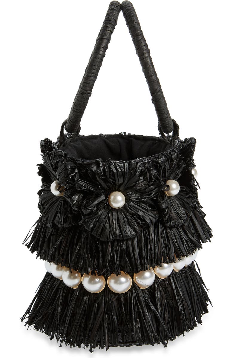 BTB Los Angeles Liv Floral Straw Bucket Bag, Alternate, color,