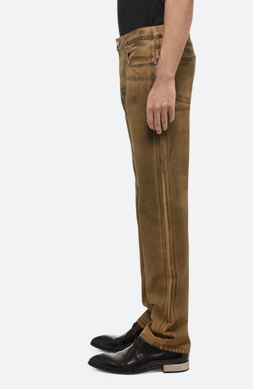 Shop Helmut Lang Worker Organic Cotton Straight Leg Jeans In Waxed Oil Stain