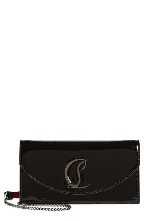 Shop Christian Louboutin Loubi54 Patent Leather Clutch In Black/gun Metal