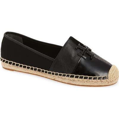 Tory Burch Logo Patchwork Espadrille- Black