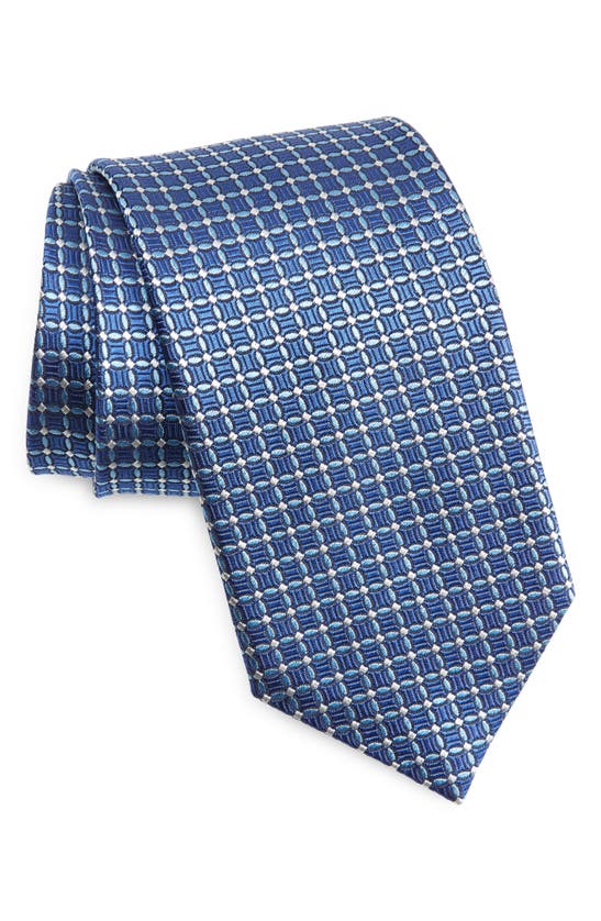 Shop David Donahue Neat Silk Tie In Blue