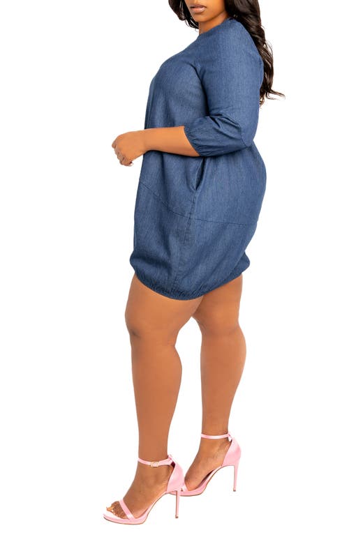 Buxom Couture Bubble Denim Minidress In Denim Blue