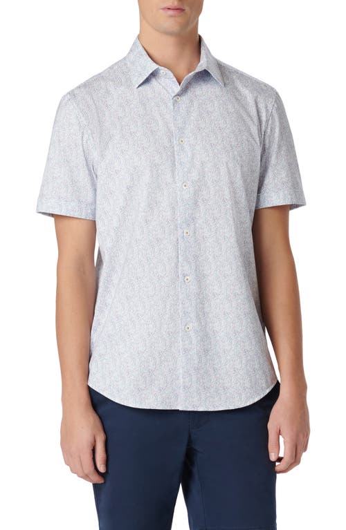 Bugatchi Miles OoohCotton Abstract Short Sleeve Button-Up Shirt Stone Multi at Nordstrom,