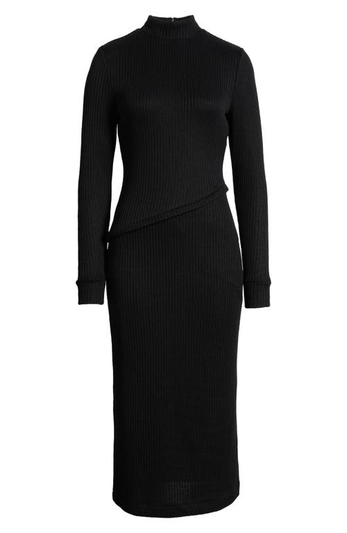 Shop Du Paradis Valentin Long Sleeve Rib Maxi Dress In Black