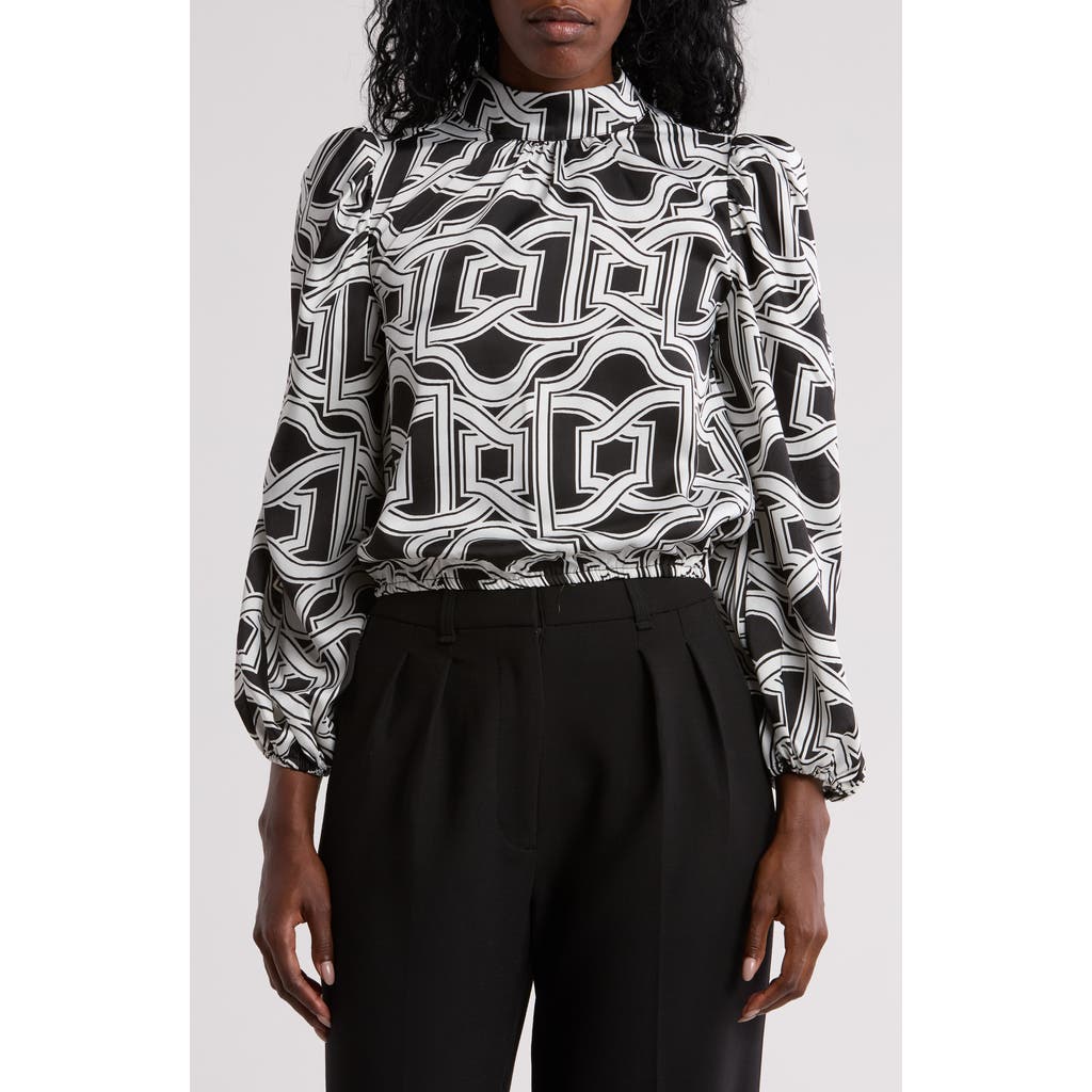 Love By Design Seraphine Long Sleeve Mock Neck Top In Framed Geo