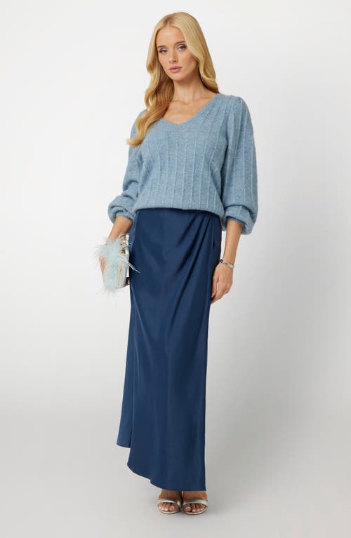 Guess Madeline Pointelle Detail Sweater In Blue Ribbon